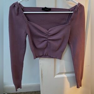 off shoulder long sleeve crop top
